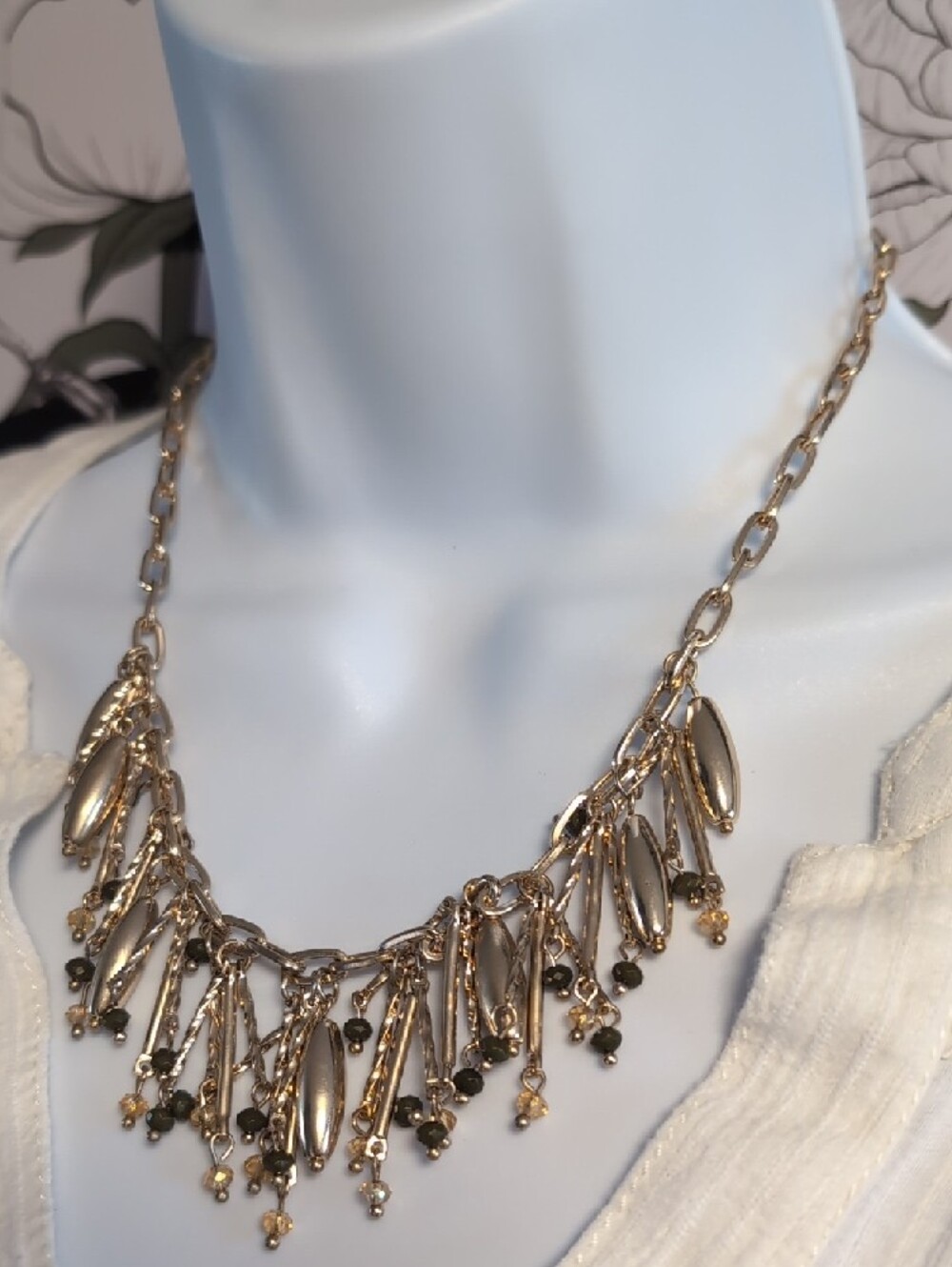 Gold Fringe Bead Drop Necklace - Women Jewelry